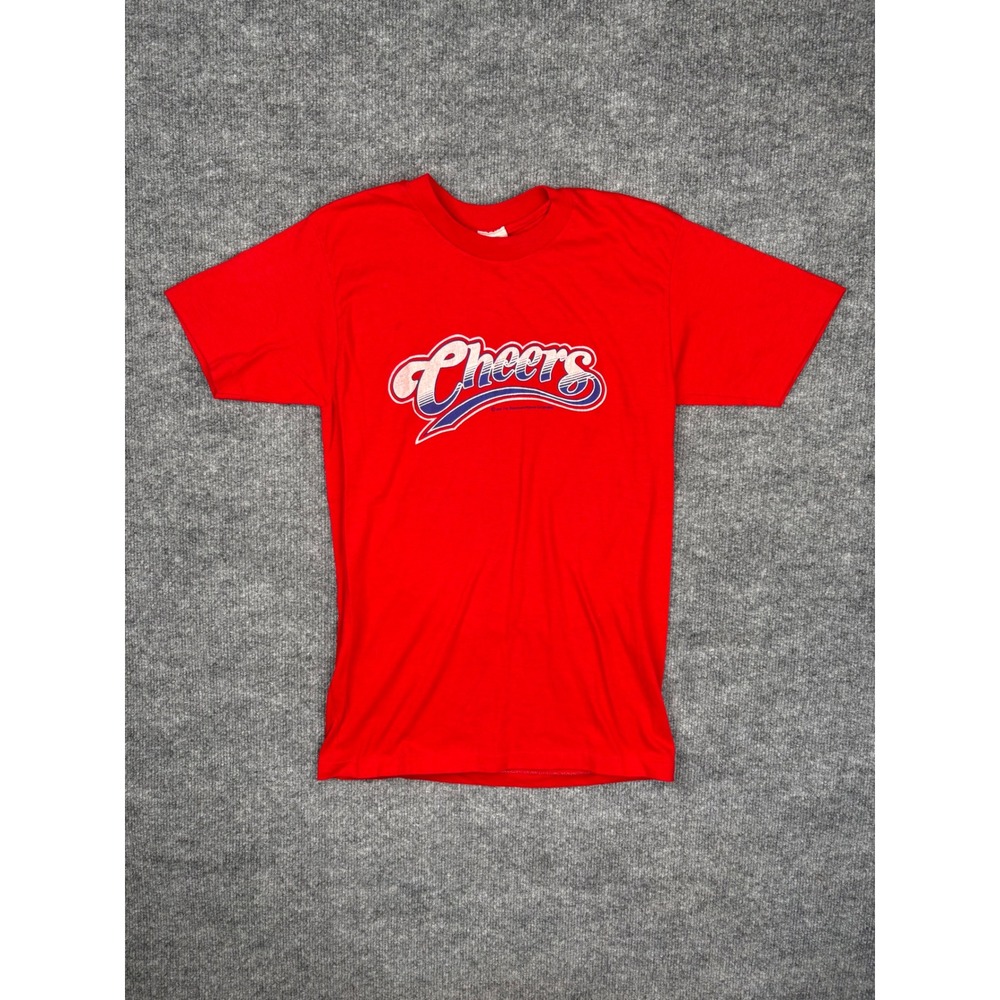 Vintage 80s Cheers TV Show Paramount Graphic T-Shirt Red Single Stitch Medium